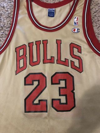 Michael Jordan Rare GOLD Vintage Champion Jersey Size 44 23 Chicago Bulls 90 ' s 2