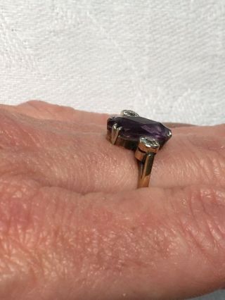 ART DECO Amethyst and Diamond 18ct Gold Ring 11