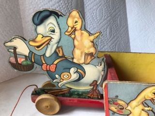 Vintage Easter Ducks Steven Toy Pull Cart St Louis Mo