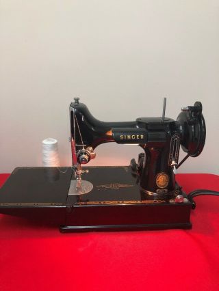 Vintage Singer Featherweight Sewing Machine Model 221 Made In Usa Y1956