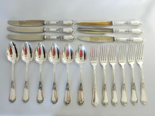Vintage Sterling Solid Silver Bruckmann Louis Xv Cutlery Set Knife Fork Spoon