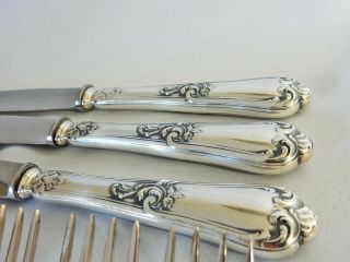 Vintage Sterling Solid Silver Bruckmann Louis XV Cutlery Set Knife Fork Spoon 4