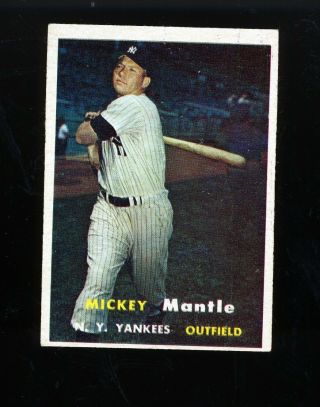 Vintage 1957 Topps Baseball Card 95 Mickey Mantle Ny Yankees