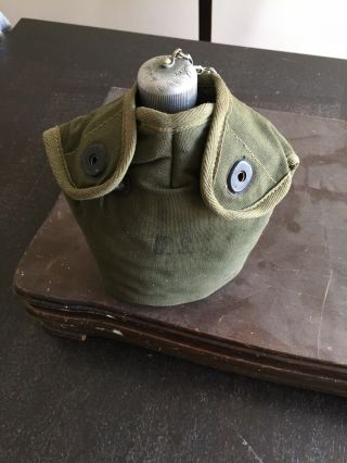 Ww1 U S Canteen Dated 1918 By Aca Co - With Chained Topper & Case