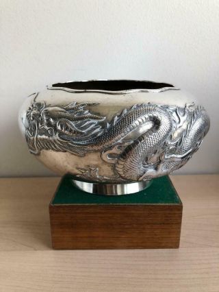 Fine Large Chinese Export Silver Luen - Wo Shanghai Dragon Bowl 585 (g)