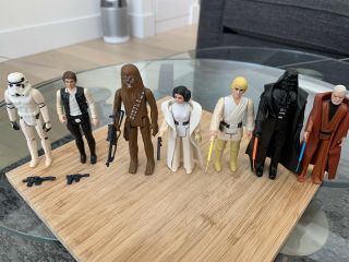 Vintage Star Wars Leia,  Luke,  Vader,  Chewy,  Obi - Wan,  S.  Trooper,  Solo,  Weapons