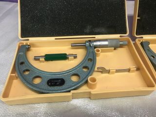 Vintage Mitutoyo Micrometer Set - 4.  103 - 218,  217,  262,  260/ M120 - 0”to OM - 4”V LOOK 2