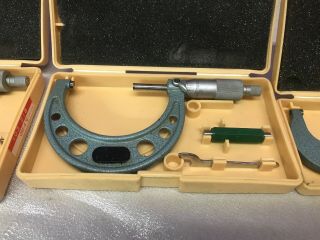 Vintage Mitutoyo Micrometer Set - 4.  103 - 218,  217,  262,  260/ M120 - 0”to OM - 4”V LOOK 3