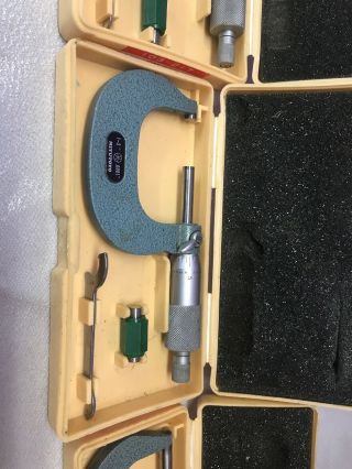 Vintage Mitutoyo Micrometer Set - 4.  103 - 218,  217,  262,  260/ M120 - 0”to OM - 4”V LOOK 4