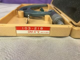 Vintage Mitutoyo Micrometer Set - 4.  103 - 218,  217,  262,  260/ M120 - 0”to OM - 4”V LOOK 7