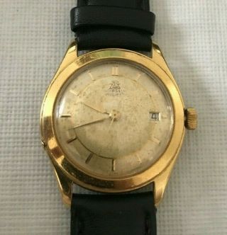 Rare Vintage Gubelin Automatic 18k Gold Pie - Pan Dial Ipso Date Watch 25 Jewels