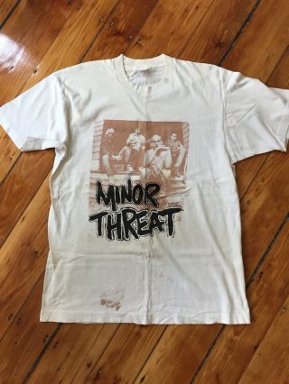 1990s Vintage Minor Threat Tee Shirt Xl Busted Bloody Punk Fugazi