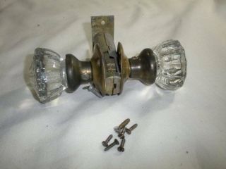 Vintage 1 Set (2 Knobs) And Latch Set Crystal Glass Door Handle