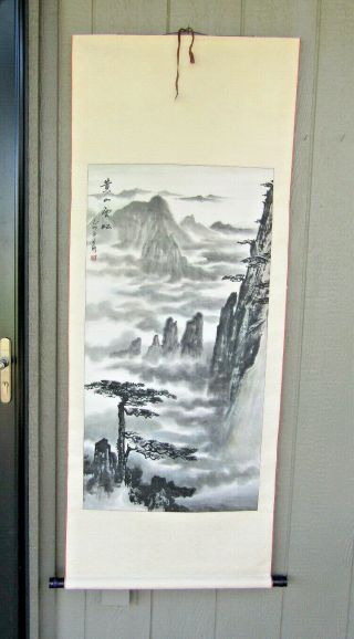 Vintage 5 Foot Japanese Painting Scroll Asian Art