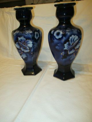 Vintage Dark Blue & White Porcelain Vases