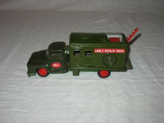 Japanese Tin Friction 9” Bell Cable Repair Truck Made In Japan By Asahi