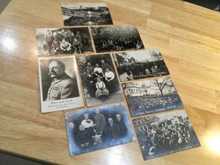 9 Ww1 Postcards: Rppc Liberation Of Luxembourg,  Marechal Foch,  Tilly France Bomb