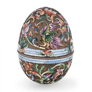 Antique Russian Silver Cloisonne Egg.