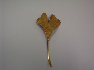 Vintage John Iversen 18kt.  Yellow Gold Ginkgo Leaf Brooch 17.  70 Grams