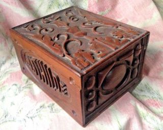 Victorian Matilda Mathilde Carved Wood Box Art Nouveau Floral Design