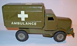 Vintage Japan U.  S.  Army Tin Litho Friction Military Ambulance Truck Vehicle Car