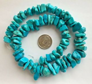 Vintage Arizona Morenci Turquoise Graduated Nugget Beads 14 " Strand 320 Carats