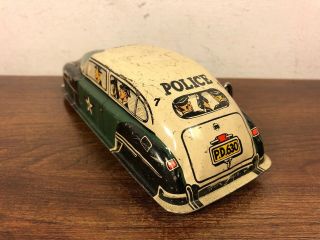 Vintage Lupor Tin Wind Up Police Patrol Car 7 Toy PD 630 3