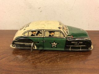 Vintage Lupor Tin Wind Up Police Patrol Car 7 Toy PD 630 5