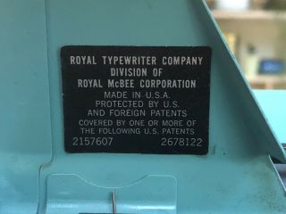 Vintage Royal Quiet De Luxe Blue Turquoise Portable Typewriter 7