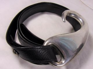 Vintage 1977 Elsa Peretti Sterling Silver " Hook " Belt Buckle And Belt Spain Sgd
