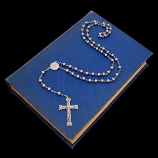 Antique Vintage Art Nouveau Sterling Silver Jugendstil Catholic Rosary Necklace