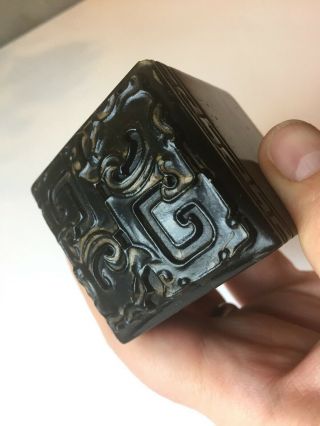 Antique Chinese Spinach Jade or Hardstone Seal 19th Century Qing. 2