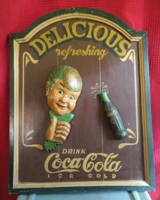 Coca Cola Sign Rare Vintage Advertisement Americana Antique Sprite Boy 23 