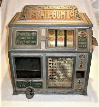 Antique Trade Simulator Machine 1 Cent Gum Ball
