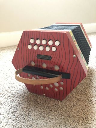 Vintage German Hexagon Squeeze Box Concertina 20 Key Accordion Instrument 4