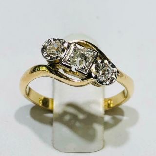 14k Yellow Gold Diamonds Round Halo Vintage Band Toe Ring Size 4 11