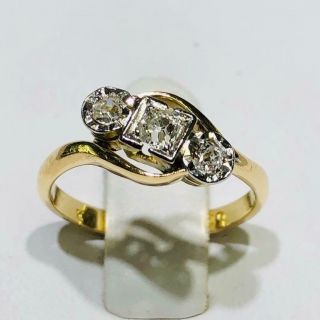14k Yellow Gold Diamonds Round Halo Vintage Band Toe Ring Size 4