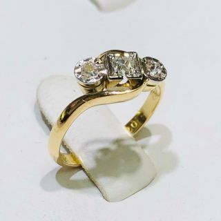 14k Yellow Gold Diamonds Round Halo Vintage Band Toe Ring Size 4 2