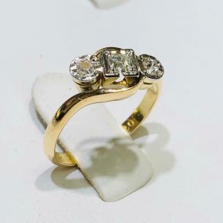14k Yellow Gold Diamonds Round Halo Vintage Band Toe Ring Size 4 3