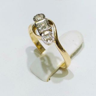 14k Yellow Gold Diamonds Round Halo Vintage Band Toe Ring Size 4 4