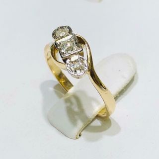 14k Yellow Gold Diamonds Round Halo Vintage Band Toe Ring Size 4 5