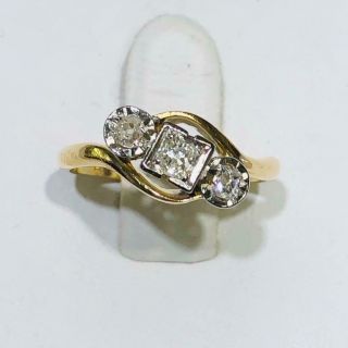 14k Yellow Gold Diamonds Round Halo Vintage Band Toe Ring Size 4 7