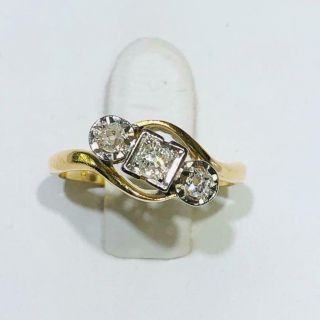 14k Yellow Gold Diamonds Round Halo Vintage Band Toe Ring Size 4 9