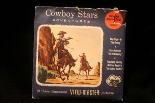 Cowboy Stars Adventures Viewmaster 1953 W/3 Reels Roy Rogers Hopalong Cassidy
