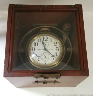Gimbaled Zenith 8 Day Ships Clock Up Down Indicator Vintage Wwii Military