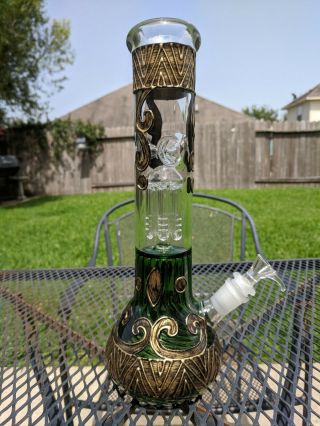 Ancient Energy Potion - 12 " Glass Beaker Water Pipe - 6 Arm Perc - Green
