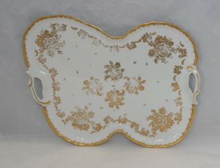 Limoges Antique Porcelain Butterfly Shape Hand Painted Gold Gilt Serving Tray