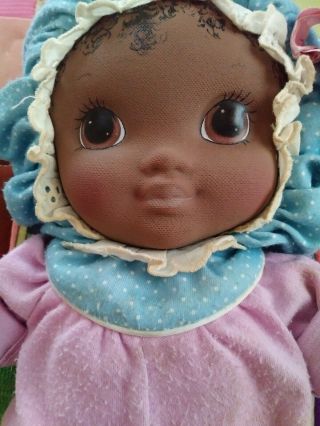 Vtg 80 ' s Rare Playskool African American Baby Jammie Pies Plush Doll 3