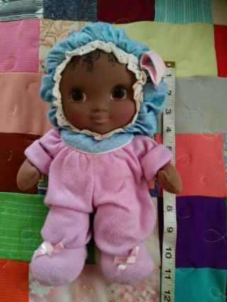 Vtg 80 ' s Rare Playskool African American Baby Jammie Pies Plush Doll 8