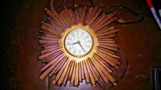 Vintage 1950s Mid Century Modern Holland Mold Sessions Starburst Wall Clock